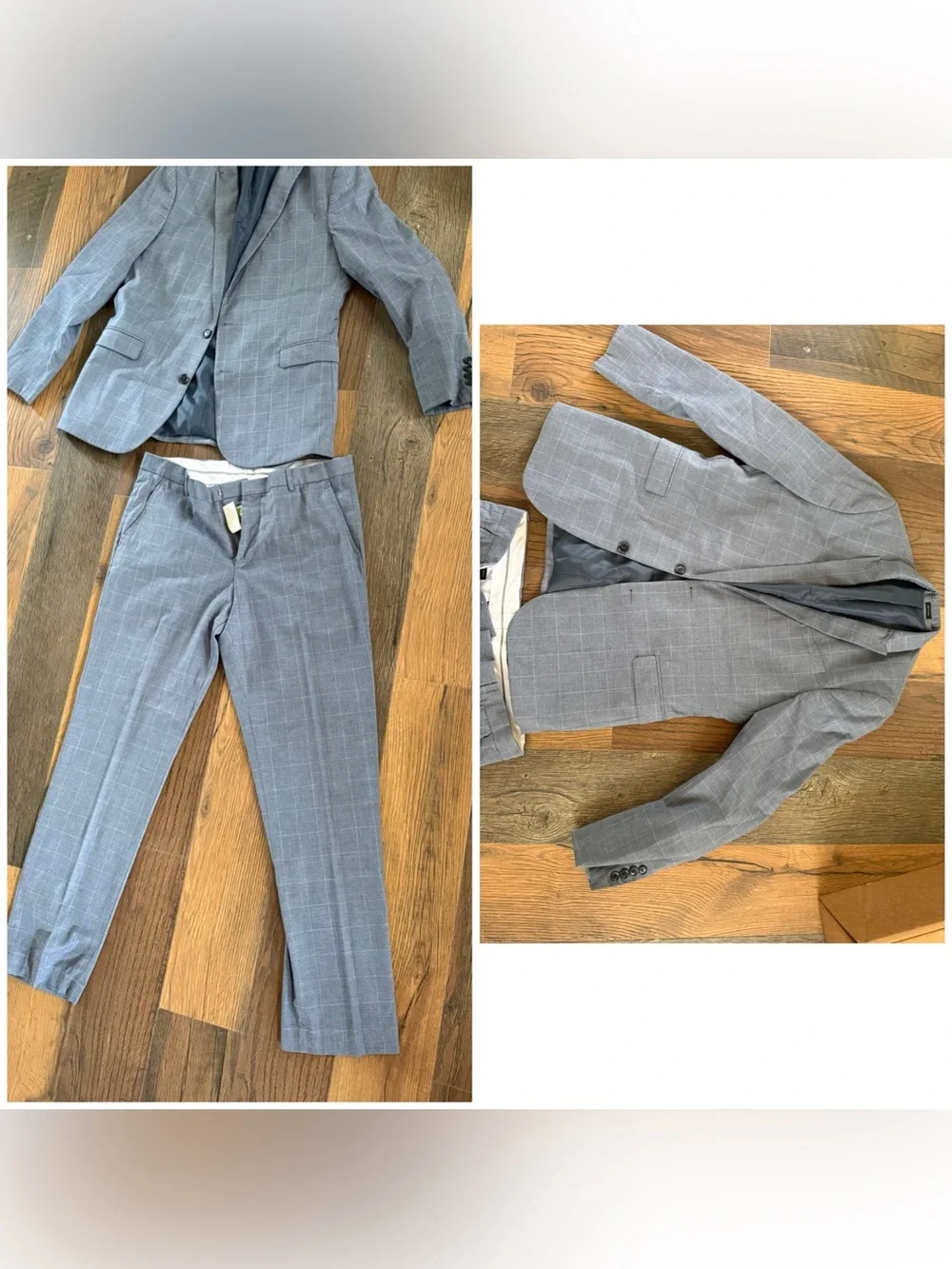 Modern Light Gray Windowpane Suit - Two-Piece Tailored Set